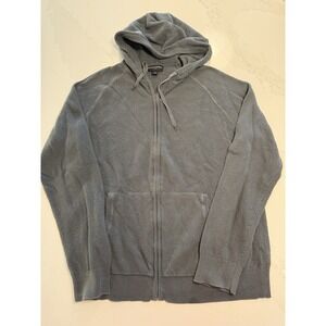 Banana Republic Men's Hooded Full Zip Sweater Gray Large Long Sleeve